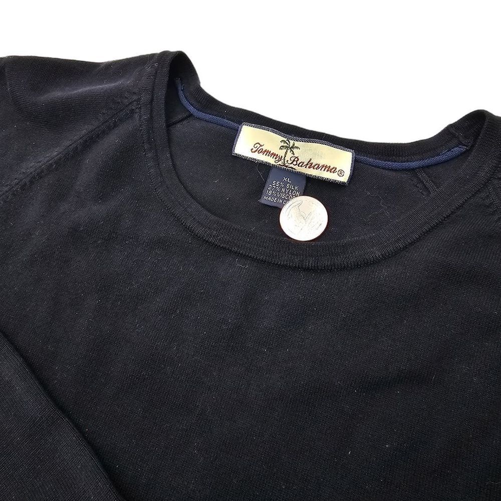 Tommy Bahama Black Long Sleeve Sweater  55%  Silk, 27%‎ Nylon Size XL